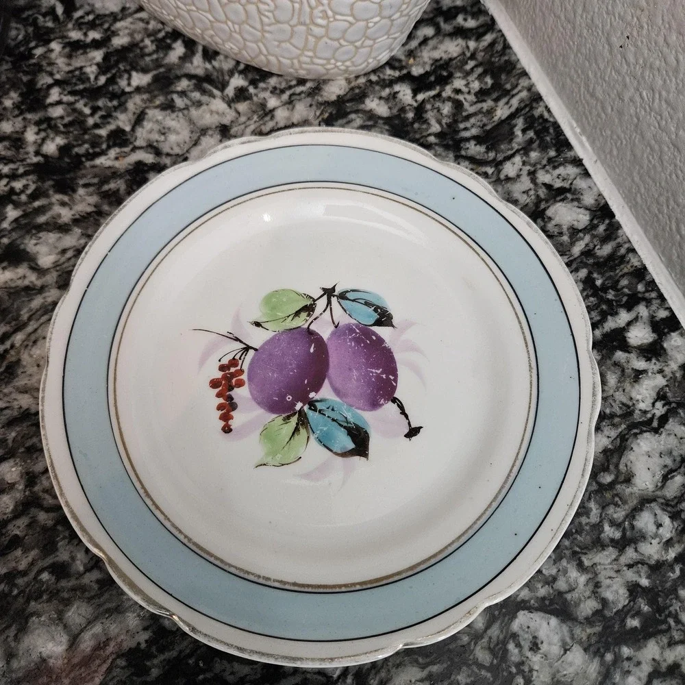 Antique Hand Painted Limoges Porcelain Fruit Motifs Dessert Plates‎
